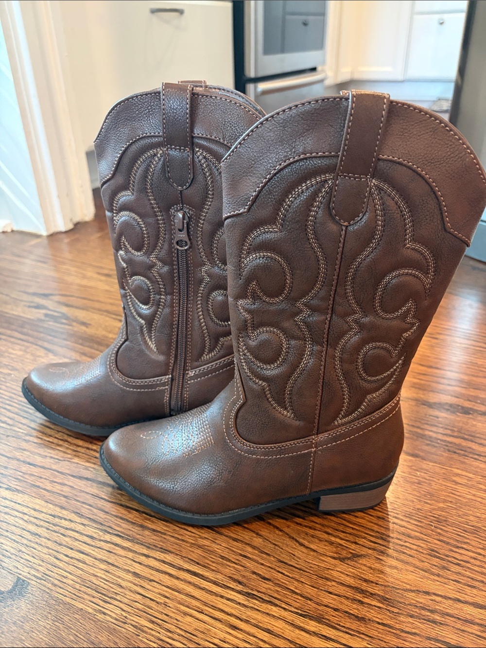Target Kids Brown Cowboy Boots with Decorative Stitching - Never worn!!